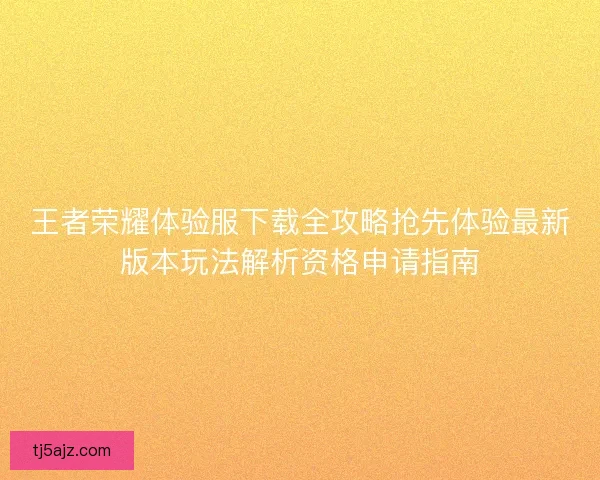 王者荣耀体验服下载全攻略抢先体验最新版本玩法解析资格申请指南