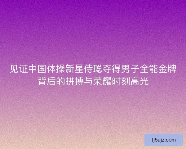 见证中国体操新星侍聪夺得男子全能金牌背后的拼搏与荣耀时刻高光
